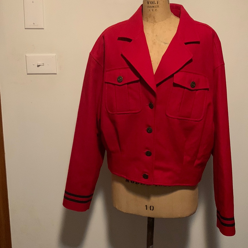 Amazing Boxy Crop Vintage Wool Red Jacket